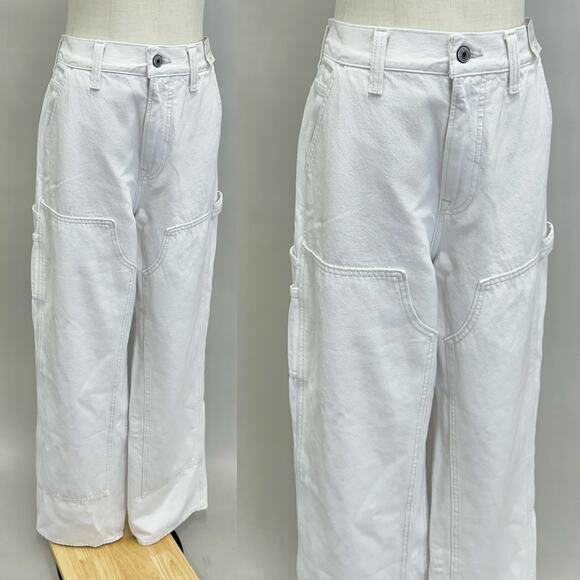Abercrombie & Fitch Mid Rise Slouchy Ecru Carpenter Jean Size 29/8 Long NWT - Picture 12 of 16